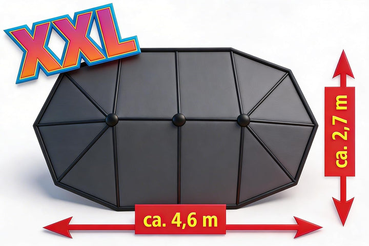 QMBasic Doppelsonnenschirm 4,6 x 2,7 m Oval Anthrazit Gartenschirm Kurbel Sonnenschirm Marktschirm T
