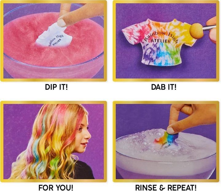 Rainbow High Watercolour & Create DIY Modepuppe, Auswaschbare Wasserfarben & Batikset - Braune Augen
