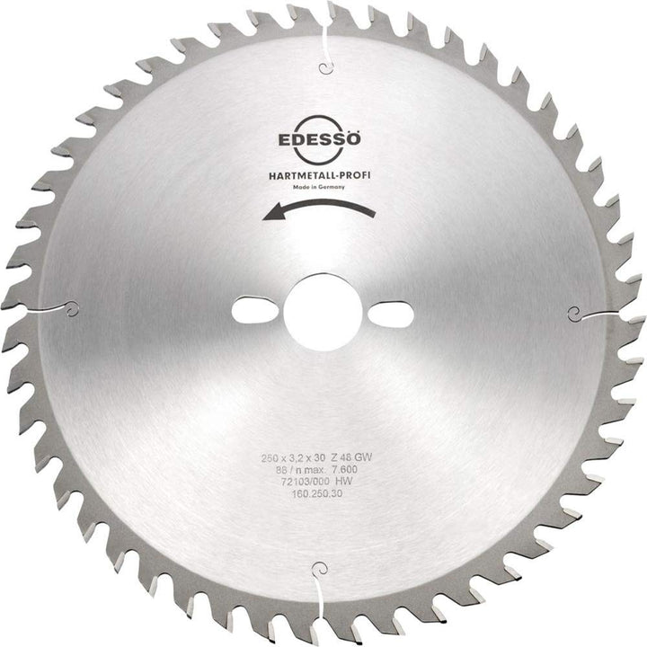 Edessö 16025030 HM-Kreissägeblatt Profi-Mehrzahn 2 KNL HW, Z=48 W, 250 x 3,2/2,2 x 30 mm, Silber