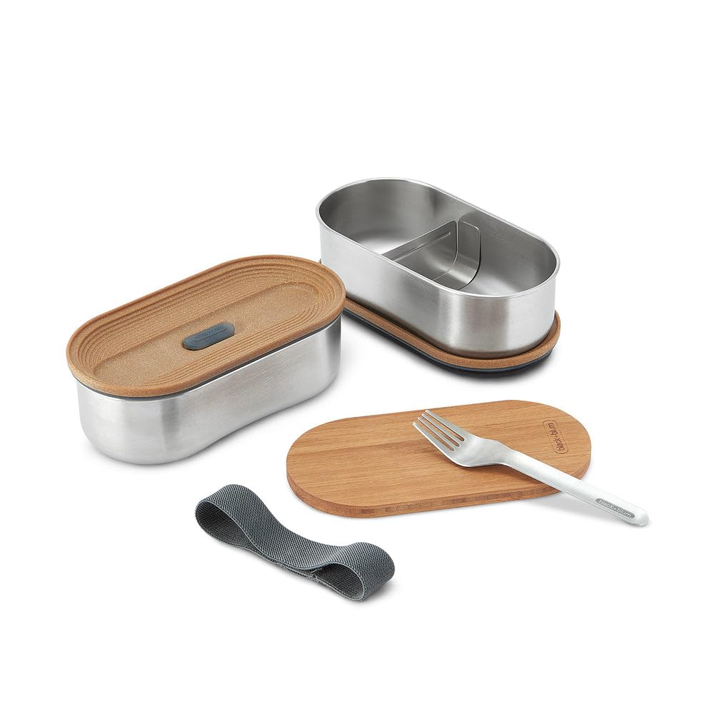 BLACK + BLUM Bento Box Edelstahl mit Bambusholzdeckel, 2 x 500 ML | Sara Kiyo Popowa Edition | 2x au
