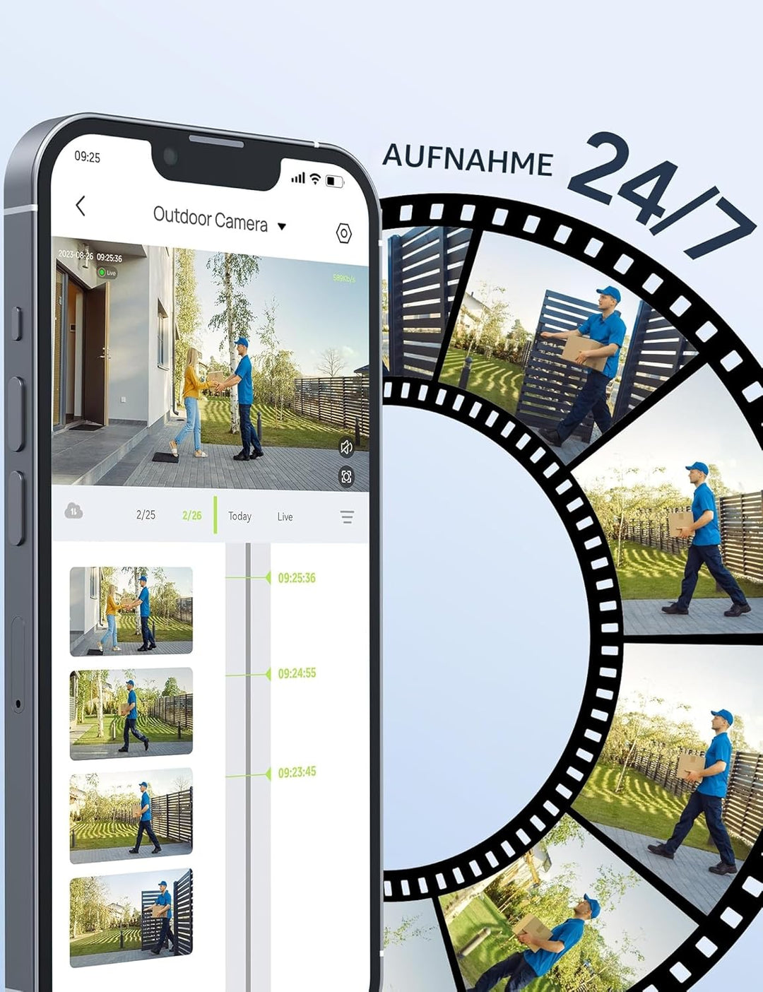 GNCC Überwachungskamera Aussen 2K, Kamera Überwachung Aussen, WLAN Kamera Outdoor, Bluetooth-Verbind