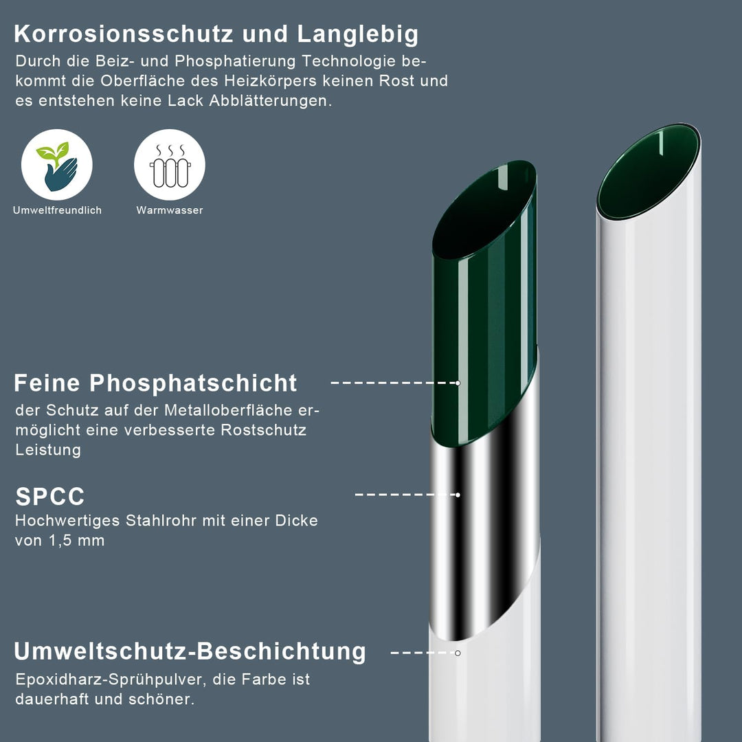 Heizkörper Badheizkörper 1000x400 mm Handtuchheizkörper Mittelanschluss Rundrohr Handtuchwärmer Heiz