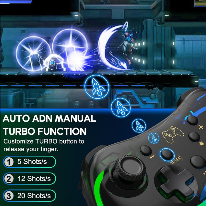 HELLCOOL Switch 2 Controller mit Cooles RGB Licht Look/Aufwecken/Turbo Funktion/Präzise Joystick/Dua