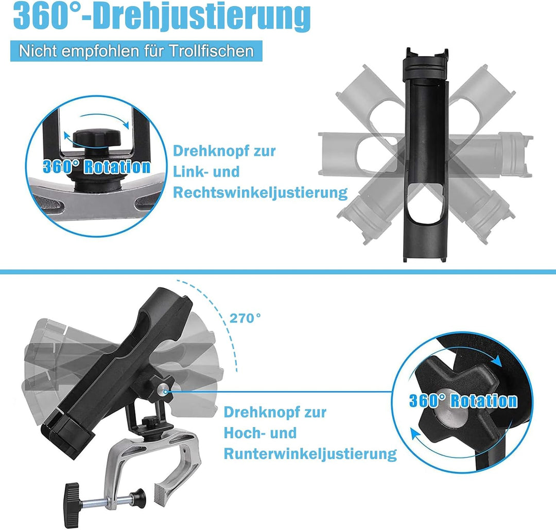 2 Stück Angelrutenhalter für Boote mit U-förmige Klemme, Stabil Einfache Handhabung und leicht Einst