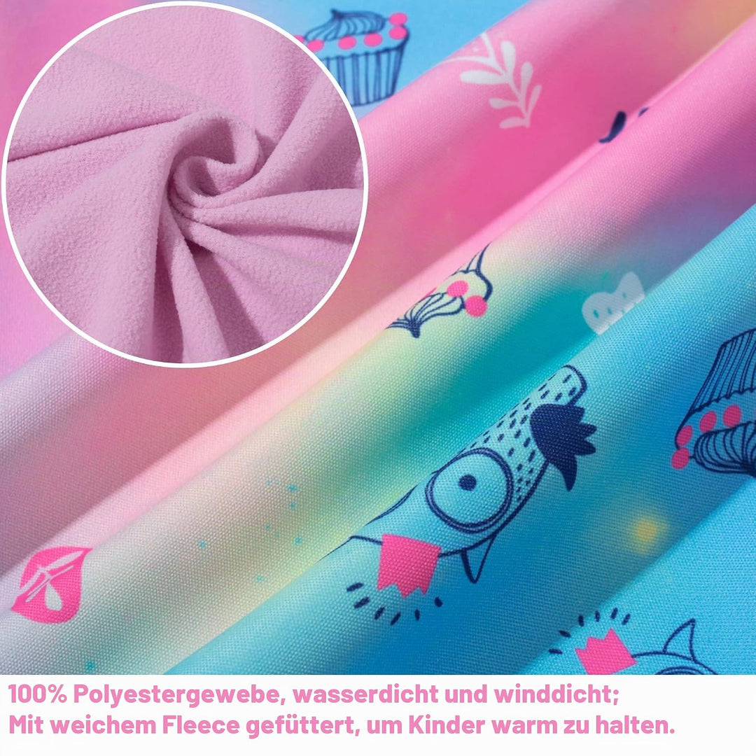 Mädchen Regenjacke - Regenmantel mit Kapuze Outdoor Wasserdichte Jacke Kinder Softshelljacke Übergan