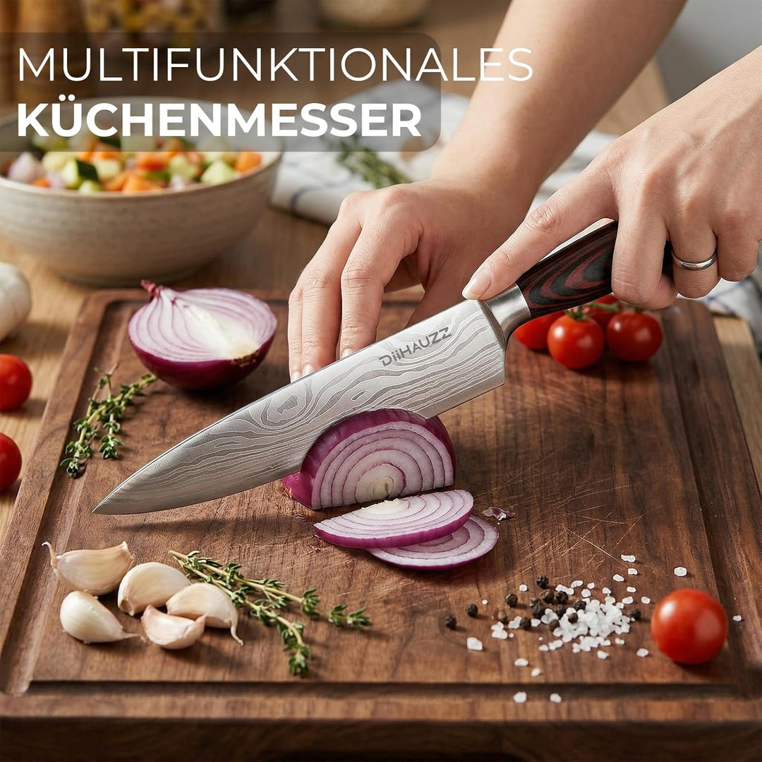 Kochmesser, 20 cm Professionelles Küchenmesser, Ultrascharfes Messer, Chefmesser aus hochwertigem Ed
