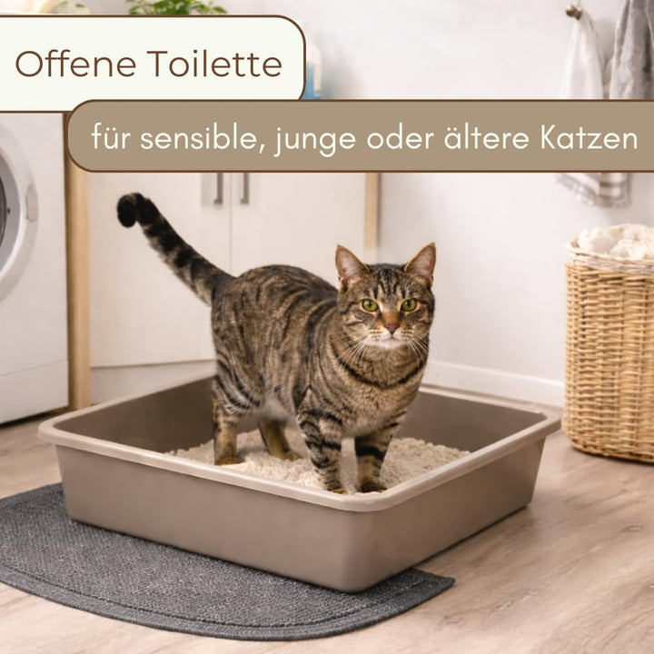 GarPet Katzenklo in 5 Grössen Katzentoilette ohne Deckel Katzen WC Schalentoilette Klo grau eckig hy