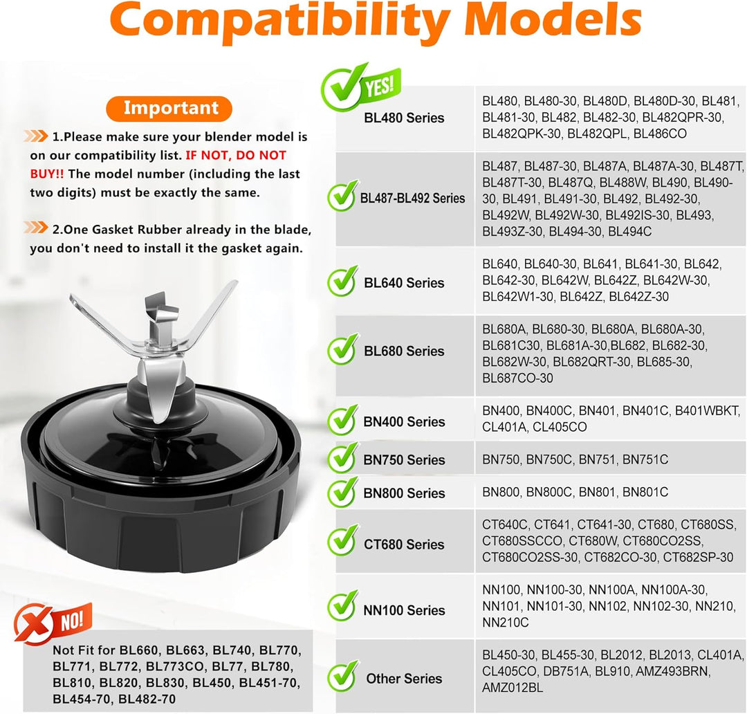 1-Pack 7 Fins Blender Blade Ersatz für Ninja, Extractor Blade Assembly Kompatibel mit Ninja Auto iQ