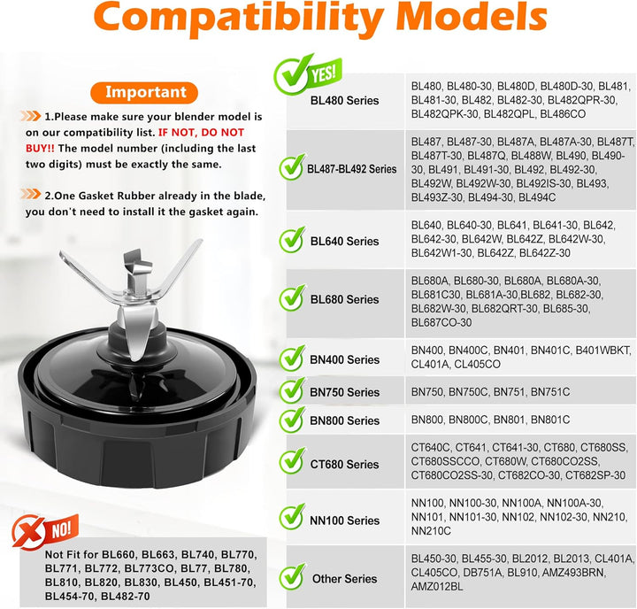 1-Pack 7 Fins Blender Blade Ersatz für Ninja, Extractor Blade Assembly Kompatibel mit Ninja Auto iQ