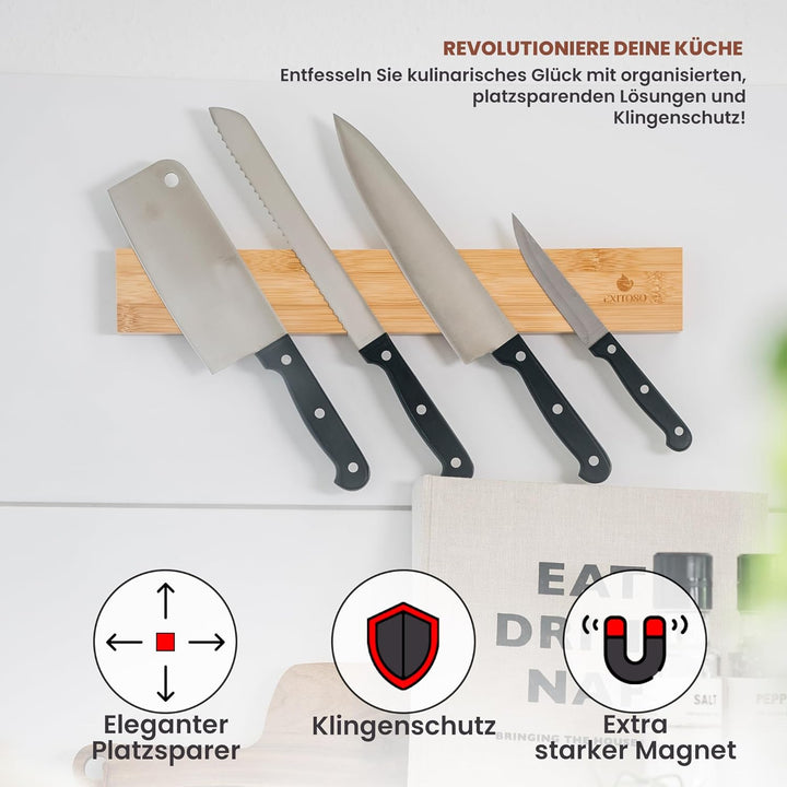 Exitoso® Magnetleiste Messer selbstklebend 40cm - Messerleiste ohne bohren mit 3M Klebeband - Bomben