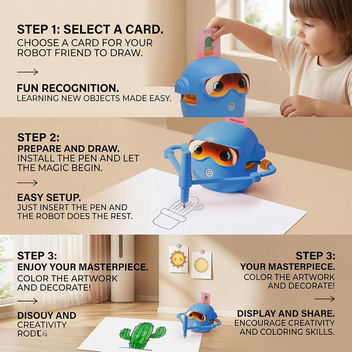 Zeichenroboter für Kinder Drawing Robot, Malroboter für Kinder ab 5 Jahren Montessori-Lernspielzeug,