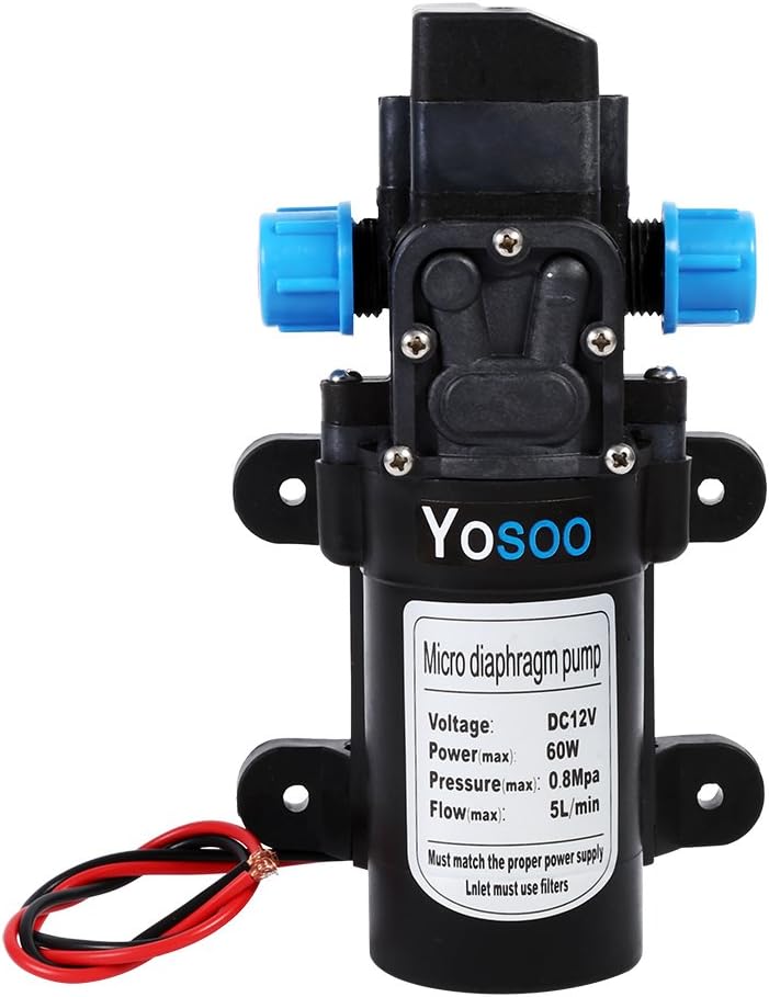 Membranpumpe Hochdruck Wasserpumpe, DC12V 5L/Min 115PSI Hochdruck Membran Automatisch Water Pumpe Wa