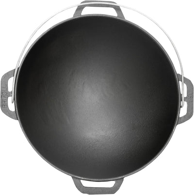 4BIG.fun Gusseisen Kazan 15 L Schwenktopf Kasan mit Deckel aus Gusseisen Wokpfanne Grill Cast Iron C
