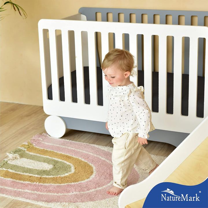 NatureMark 2er Pack Kinder FROTTEE Spannbettlaken, Spannbetttuch kuschelig weich, für Babybett und K