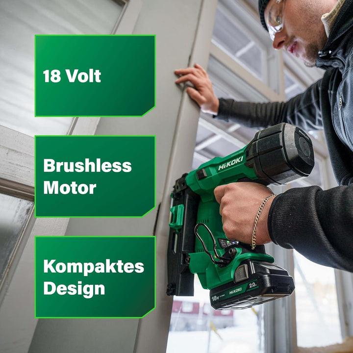 HiKOKI Akku-Stiftnagler 0° - 18 V, 25-64 mm Nägel, 16 Gauge - Kompakt, leicht, leistungsstark, LED-L