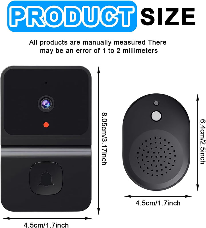 Video Türklingel mit Kamera Kabellos, WLAN Video Türklingel mit Kamera, 2.4GWifi Video Doorbell Nach