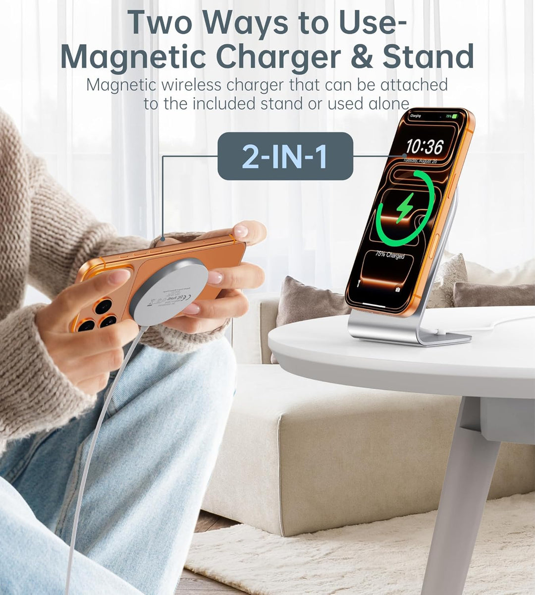 Induktive Ladestation Kompatibel mit Mag-Safe Ladegerät, Wireless Charger Kabellos Schnellladegerät