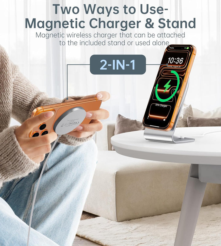 Induktive Ladestation Kompatibel mit Mag-Safe Ladegerät, Wireless Charger Kabellos Schnellladegerät