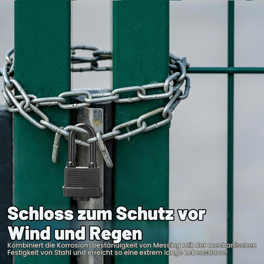 4 Stück Wetterfest Vorhängeschloss, 42 mm Vorhängeschlösser mit Wasserdichtes Kunststoffmantel Kelle