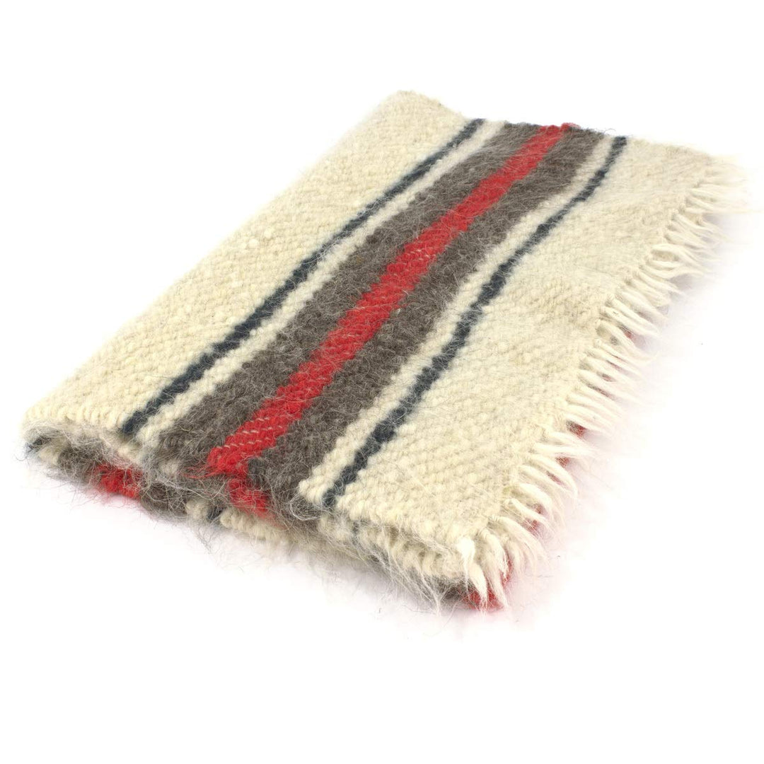 Vehi Mercatus Handgewebte Wolldecke (Rot gestreift, 70 x 150 cm), Rot Gestreift 70 x 150 cm