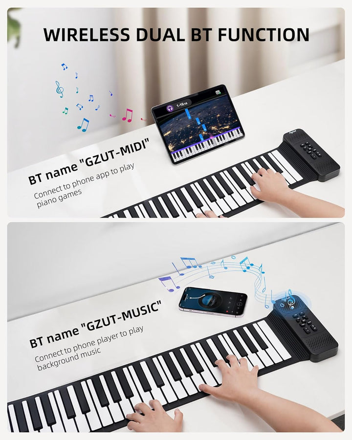 Aufrollbares Keyboard-Piano 88 Tasten, E Piano 88 Tasten für Anfänger, mit 14 Demo/128 Rhythmen/128