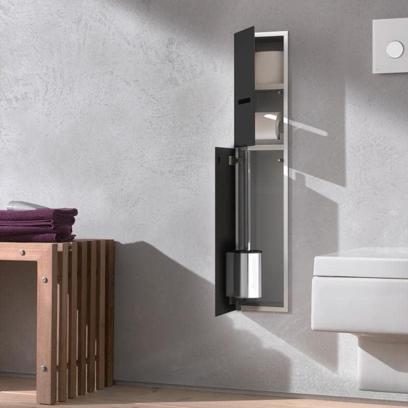 emco ASIS 2.0 Unterputz-Schrankmodul für die Klobürstengarnitur, Badezimmerschrank mit Toilettenpapi