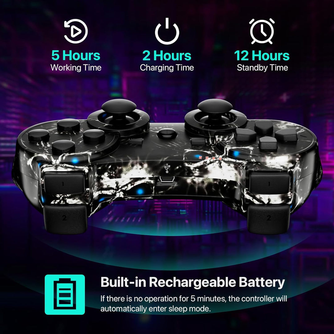 CHENGDAO Controller für PS3 2er-Pack,Hochleistungs Doppel Vibrations Gamepad kompatibel mit Playstat