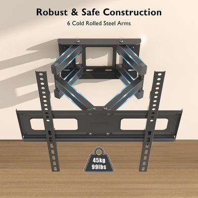 BONTEC TV Wandhalterung Schwenkbare Neigbare TV Halterung Vollbewegung für 23-70 Zoll Flach & Curved