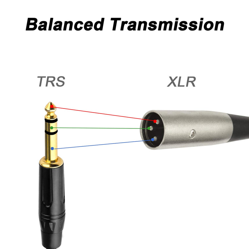 EBXYA XLR auf Klinke 6,35 mm 1/4 Zoll XLR auf TRS 3m/10ft, 2 Packungen Viertelzoll auf XLR Patchkabe