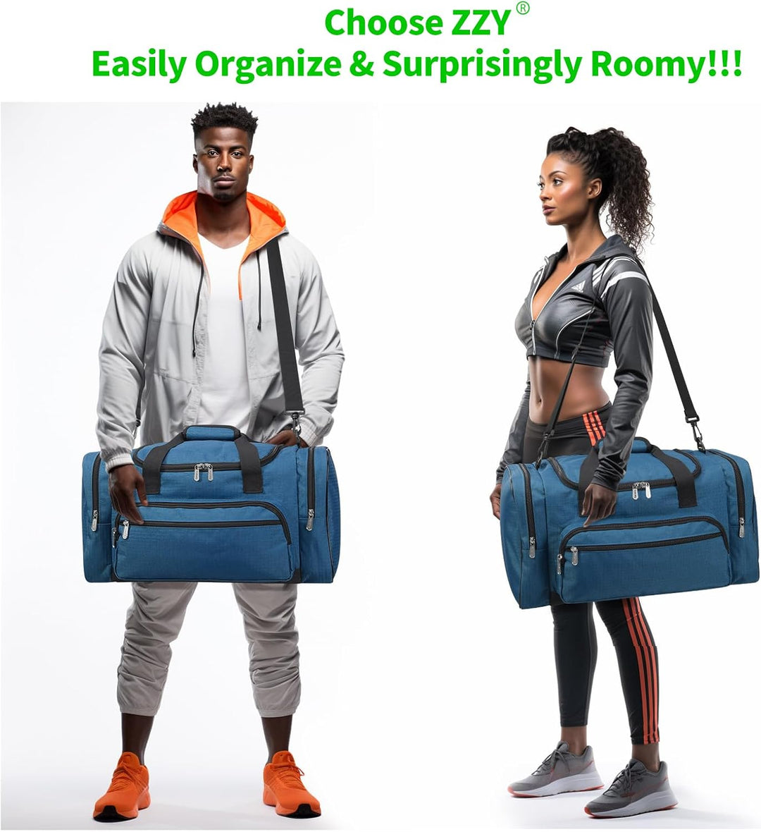 Sporttasche Reisetasche Fitness Tasche mit Schultergurt Wochenendtasche für Damen und Herren (Blau,