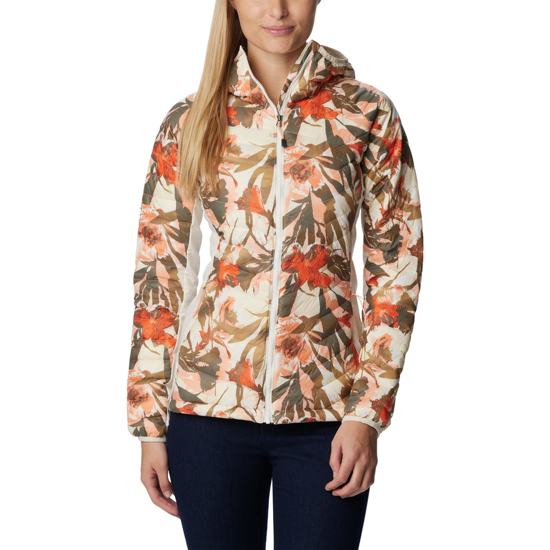 Columbia Damen Powder Pass Daunenjacke mit Kapuze, Chalk Floriculture Print
