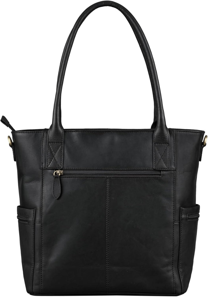 Benthill Damen Shopper Leder - Umhängetasche aus echtem Rindsleder - Handtasche mit Reissverschluss