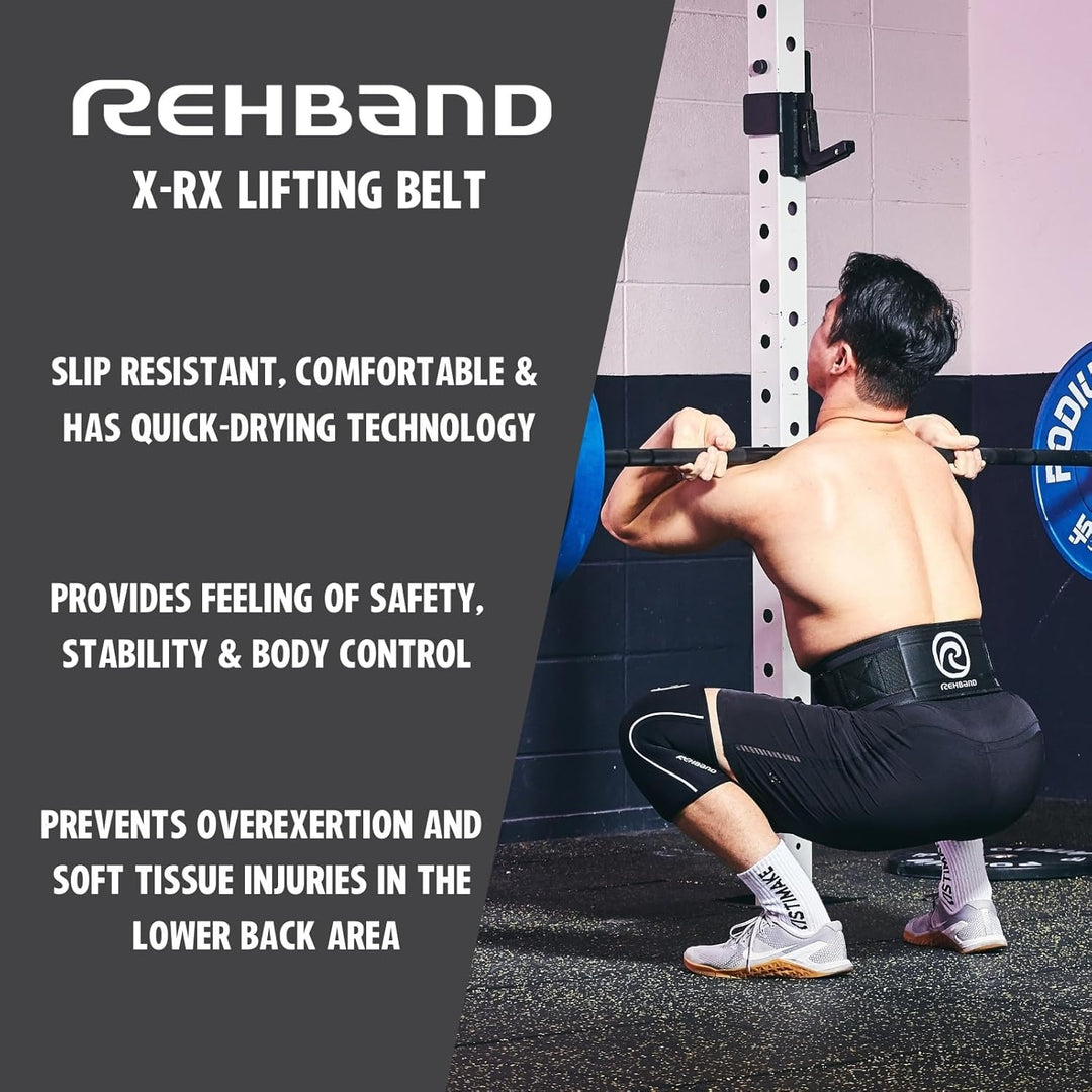 Rehband Gewichthebergürtel Herren & Damen Schwarz, Lifting Belt für Powerlifting, Bodybuilding & Gew