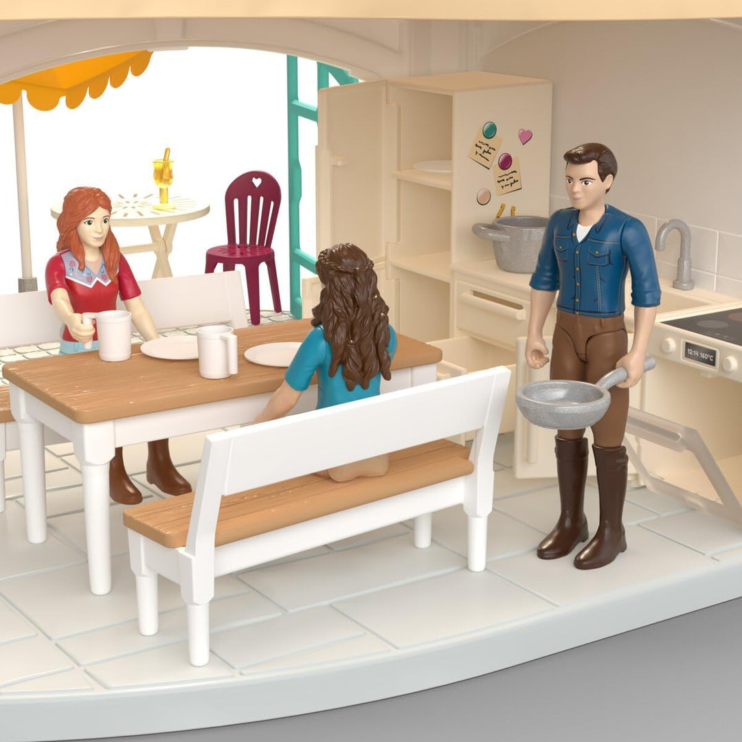 Schleich Horse Club | Lakeside Villa & Paddock 42785 | Reiterhof Spielset mit Villa, 2 Pferden, 3 Fi