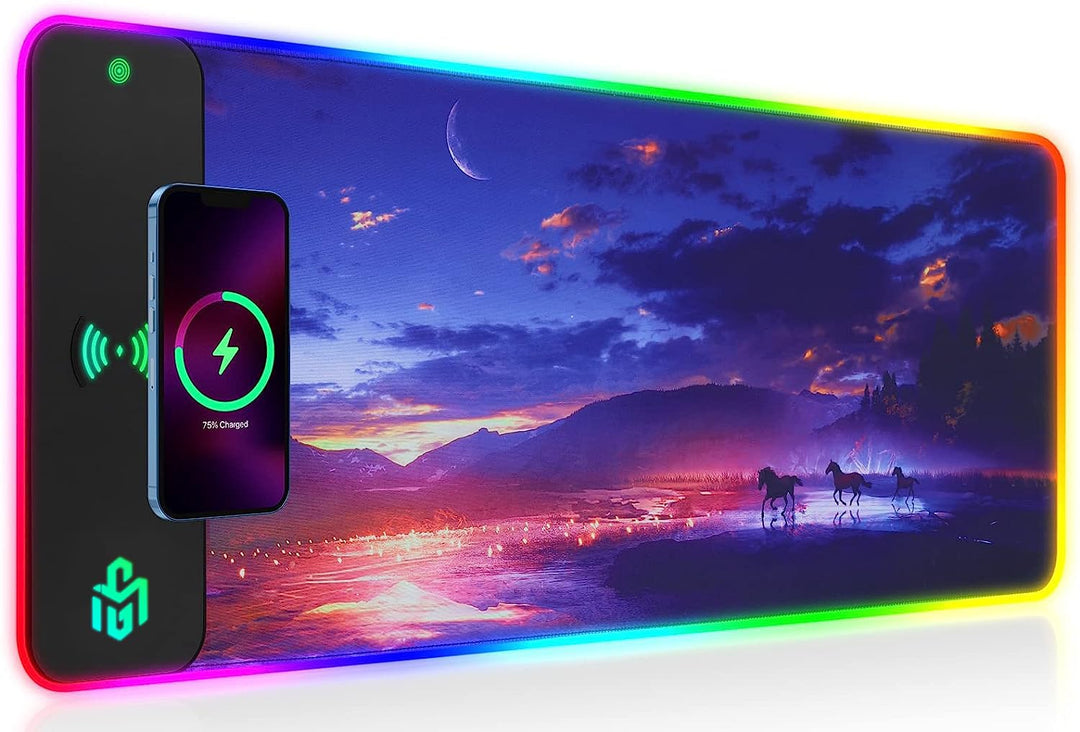 GIM RGB Gaming Mauspad XXL Mousepad 800 x 300 x 4cm Mauspads mit Sternmotiv unterlage PC Maus Pad An