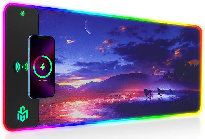 GIM RGB Gaming Mauspad XXL Mousepad 800 x 300 x 4cm Mauspads mit Sternmotiv unterlage PC Maus Pad An