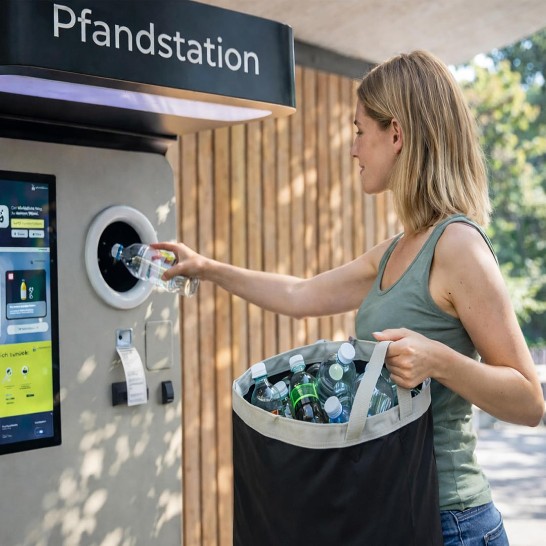 pfandflaschen sammelbehälter 160L Pfandflaschen Sammler mit 2 Fächern Leergut Sammelbehälter mit sta