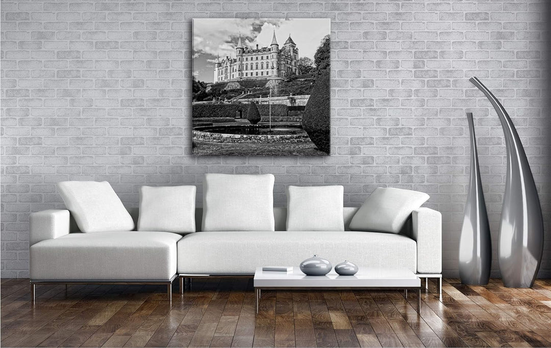 deyoli edles Schloss in Schottland Format: 60x60 Effekt: Schwarz&Weiss als Leinwandbild, Motiv ferti
