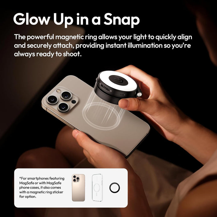 ULANZI Magnetische Selfie Licht kompatibel mit Magsafe, verbessertes 360°-Selfie Ringlicht für iPhon