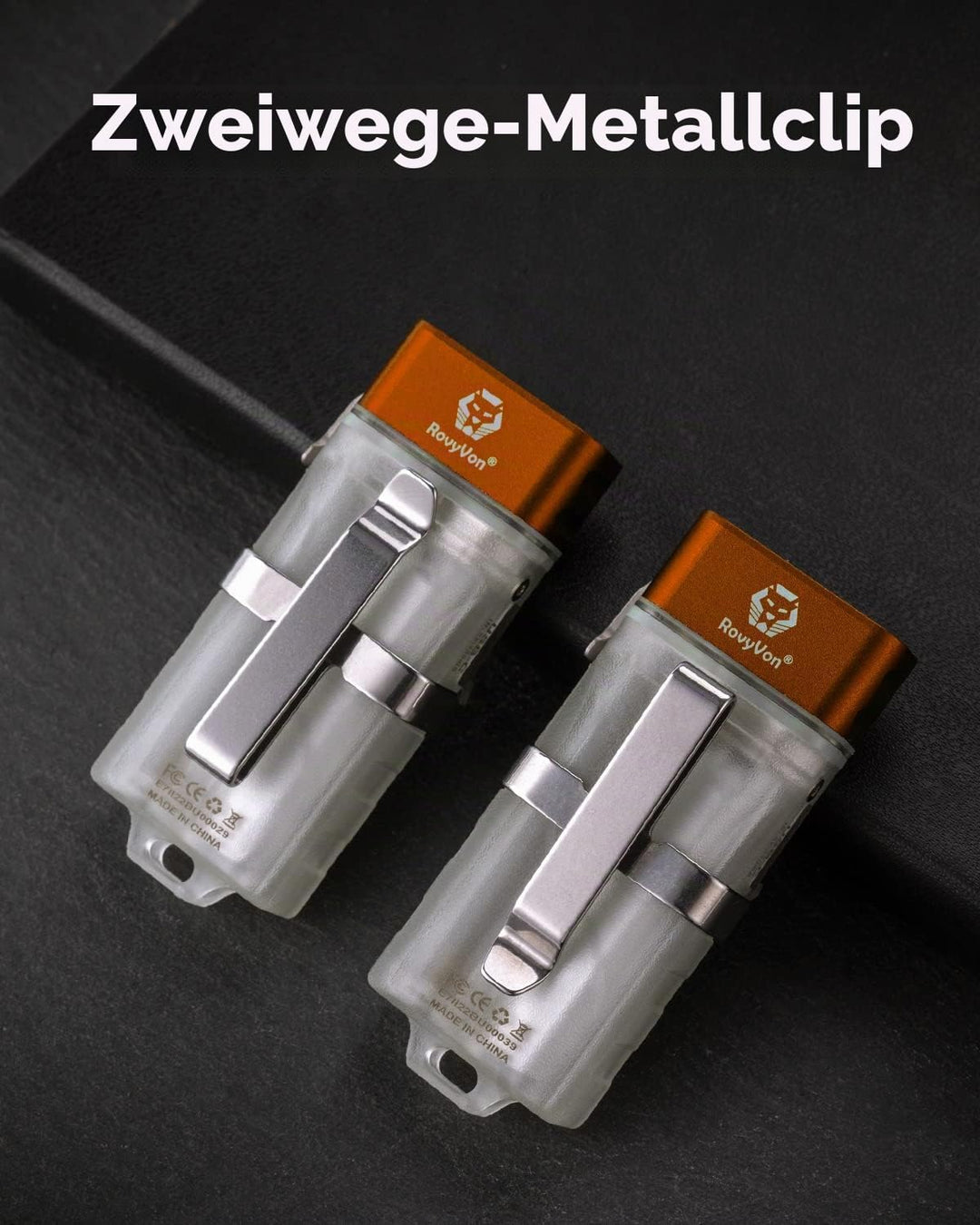 RovyVon E5U Schlüsselanhänger-Taschenlampe, leuchtet im Dunkeln, Dual-Power 700 Lumen, mit Lockout-M
