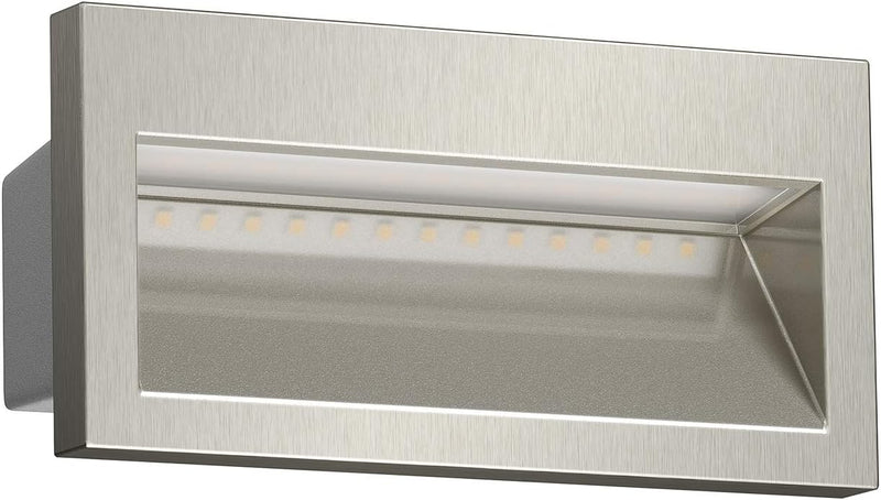 ledscom.de LED Wandeinbauleuchte NOLA, Downlight für aussen, IP54, chrom glänzend, 140 x 70mm, warmw