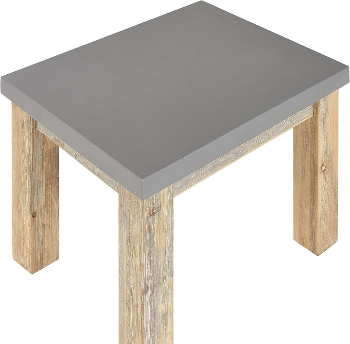 Industrieller Hocker Faserzement Akazienholz grau / heller Holzfarbton Ostuni