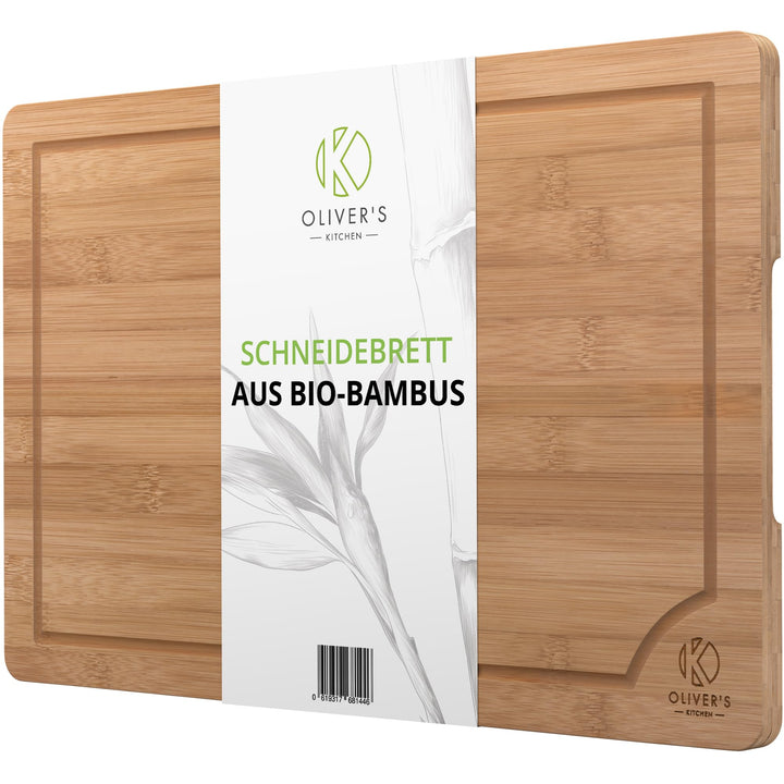 Oliver's Kitchen 's Premium Schneidebrett aus 100% Bio-Bambus - Gross, 45 x 30 x 2 cm - Wendbares Ho