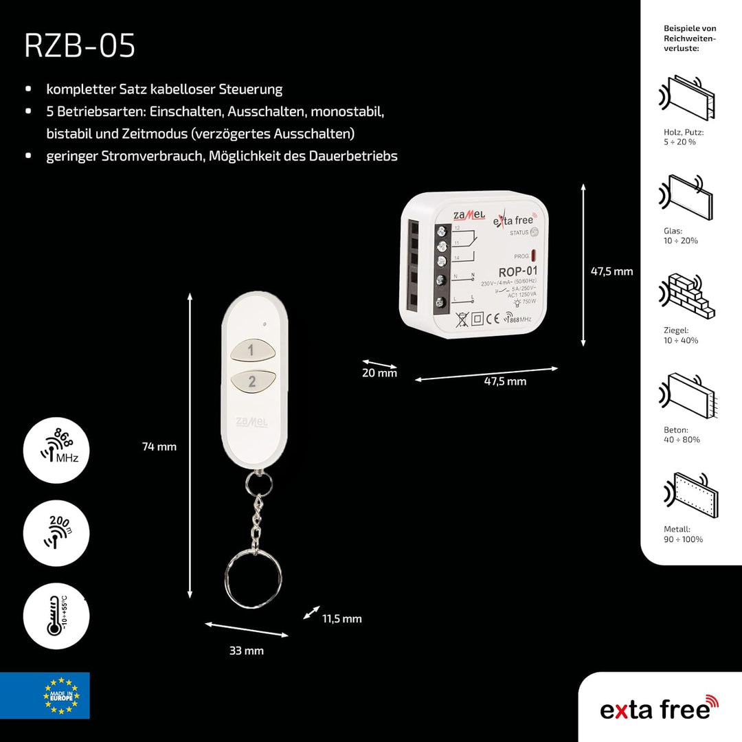 EXTA FREE RZB-05 Wireless- Steuerungsset - Universell, Weiss
