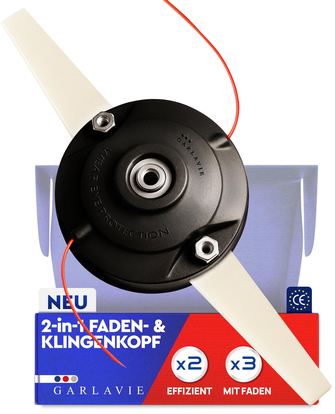 Trimmerkopf Universal 2 in 1 – Ersatzkopf mit Faden & Klingen für Rasentrimmer & Motorsense, Mähkopf