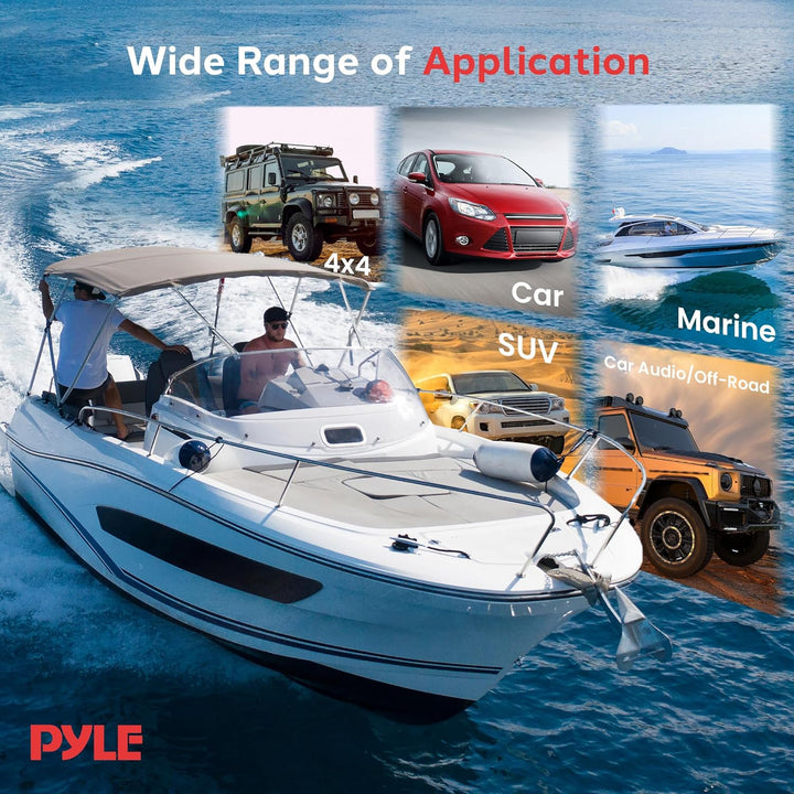 Pyle Dual 7.7'' Water Resistant Marine Speakers, 2-Way Full Range Stereo Sound, 280 Watt, White (Pai