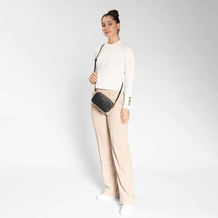 Lazarotti Bologna Leder Umhängetasche Damen | 2 Hauptfächer & längenverstellbarer Schulterriemen | m