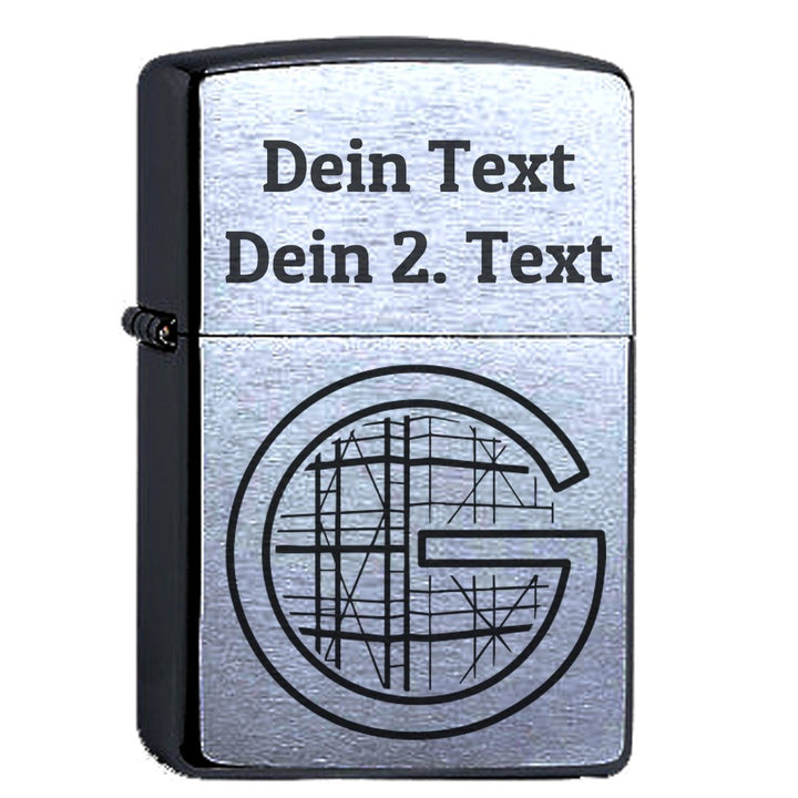 Generisch Zippo mit Gravur, Zunft, Gerüstbauer, Original Chrome Brushed personalisiert, Zunftsymbol,
