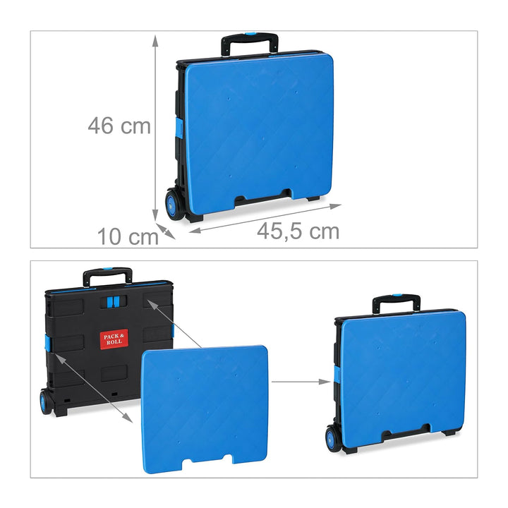 Relaxdays Einkaufstrolley, Klapptrolley mit Rollen & Deckel, Teleskopgriff, bis 35 kg, Faltbarer Tro