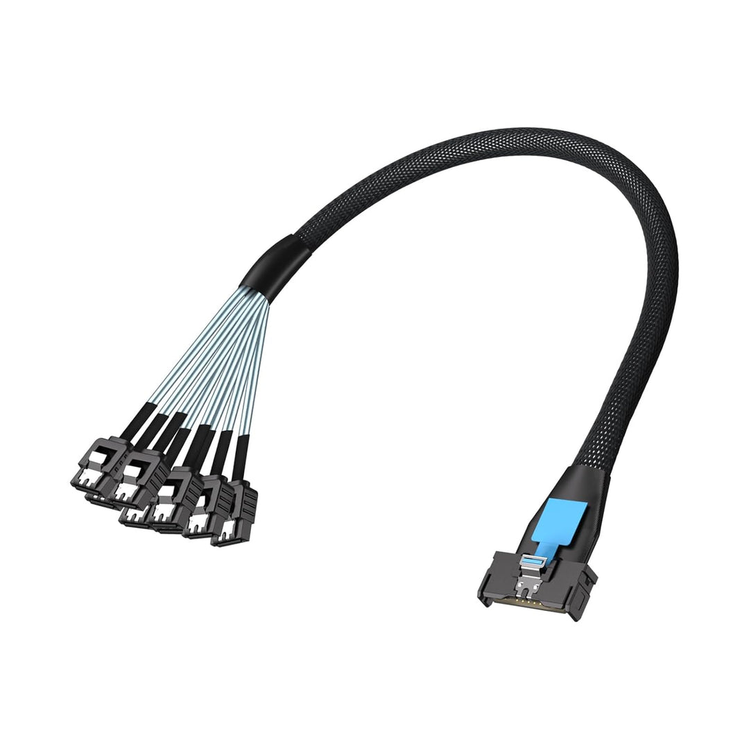 10Gtek MCIO 8X SFF-TA-1016 to 8x SATA, Mini Cool Edge IO Host/RAID to SATA Target HD, 0.3m(0.98ft) M